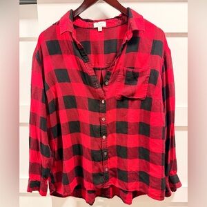 True Craft Red and Black Plaid Shirt